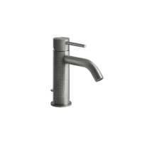 GESSI 316 смеситель для раковины на 1 отверстие, с донным клапаном, излив 123мм, цвет: steel brushed - Gidratop.ru изображение