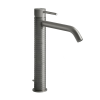 GESSI 316 смеситель для раковины на 1 отверстие, высокий h=305мм, с донным клапаном, излив 156мм, цвет: steel brushed - Gidratop.ru изображение