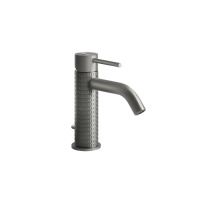 GESSI 316 смеситель для раковины на 1 отверстие с донным клапаном, излив 123мм, цвет: steel brushed - Gidratop.ru изображение