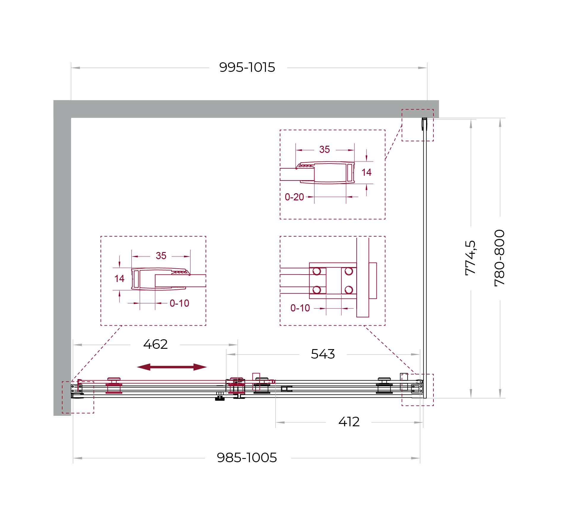 Душевой уголок BelBagno SOFT_CLOSE-2-AH-1-100/80-C-Cr - Gidratop.ru изображение