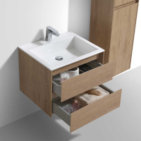 База под раковину Luka 600 подвесная, 2 выкатных ящика soft-close, N.Oak - Gidratop.ru изображение