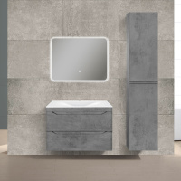 База под раковину Fine 800 подвесная, 2 выкатных ящика soft close, Beton - Gidratop.ru изображение