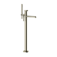 GESSI ANELLO смеситель для ванны напольный, с ручным душем и шлангом 1500 мм., внешняя часть, цвет Finox Brushed Nickel - Gidratop.ru изображение