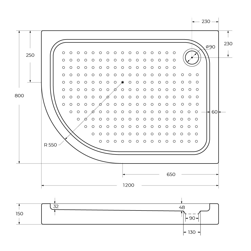 Акриловый поддон BelBagno TRAY-BB-RH-120/80-550-15-W-R - Gidratop.ru изображение