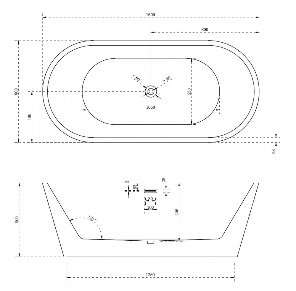 Акриловая ванна ABBER AB9203-1.6 белая - Gidratop.ru изображение