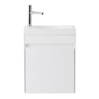 PIETRA MINI База под раковину подвесная, правостороннее исполнение PIETRA MINI-400-1A-SO-BL-R, Bianco Lucido 394x217x520 - Gidratop.ru изображение