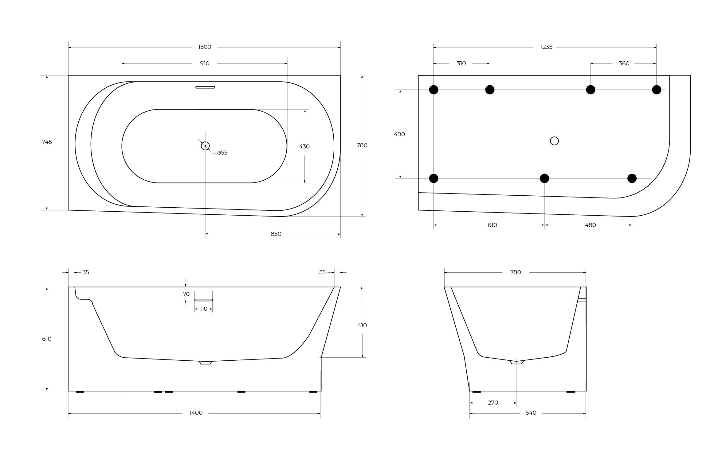 Акриловая ванна BELBAGNO BB410-1500-780-L - Gidratop.ru изображение