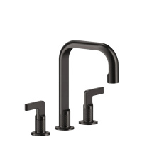 GESSI INCISO смеситель для раковины на 3 отверстия с донным клапаном, излив 160мм, h=240мм Цвет: brushed black metal pvd - Gidratop.ru изображение