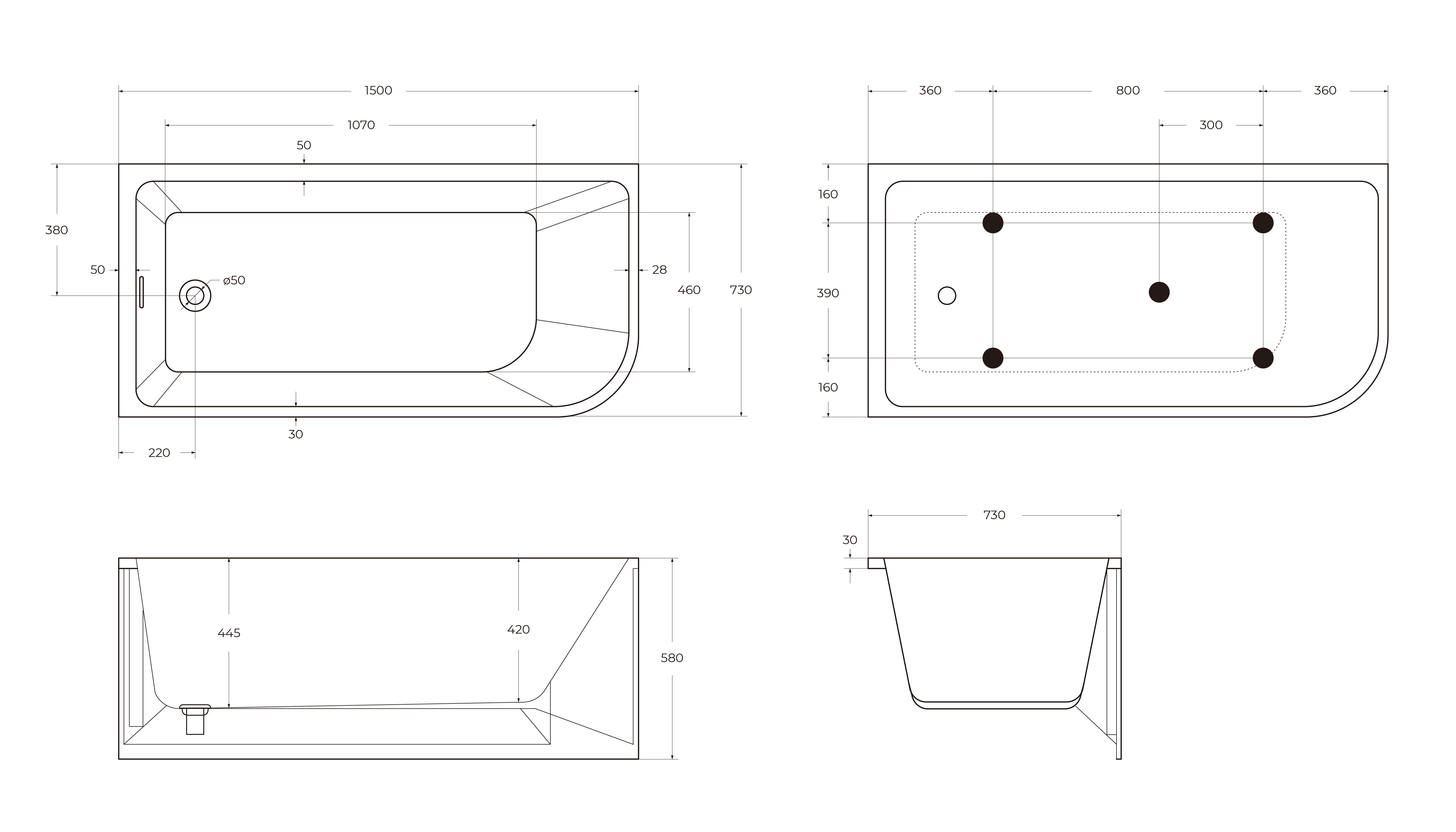 Акриловая ванна BELBAGNO BB712-1500-730-L - Gidratop.ru изображение