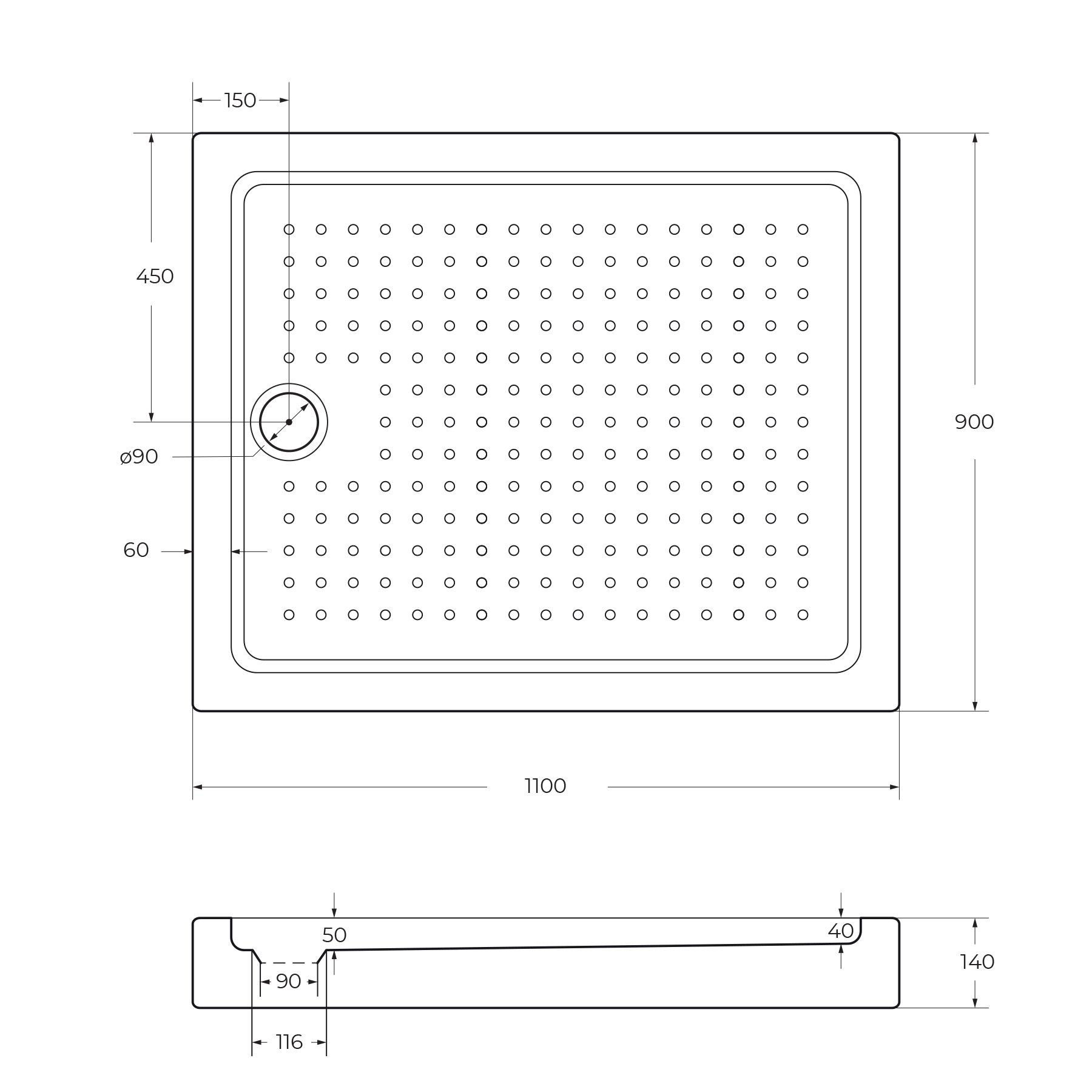 Акриловый поддон CEZARES TRAY-A-AH-110/90-15-W - Gidratop.ru изображение