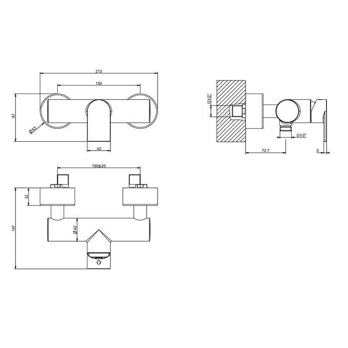 Gessi Emporio Via manzoni смеситель наружный для душа, цвет: Finox Brushed Nickel - Gidratop.ru изображение