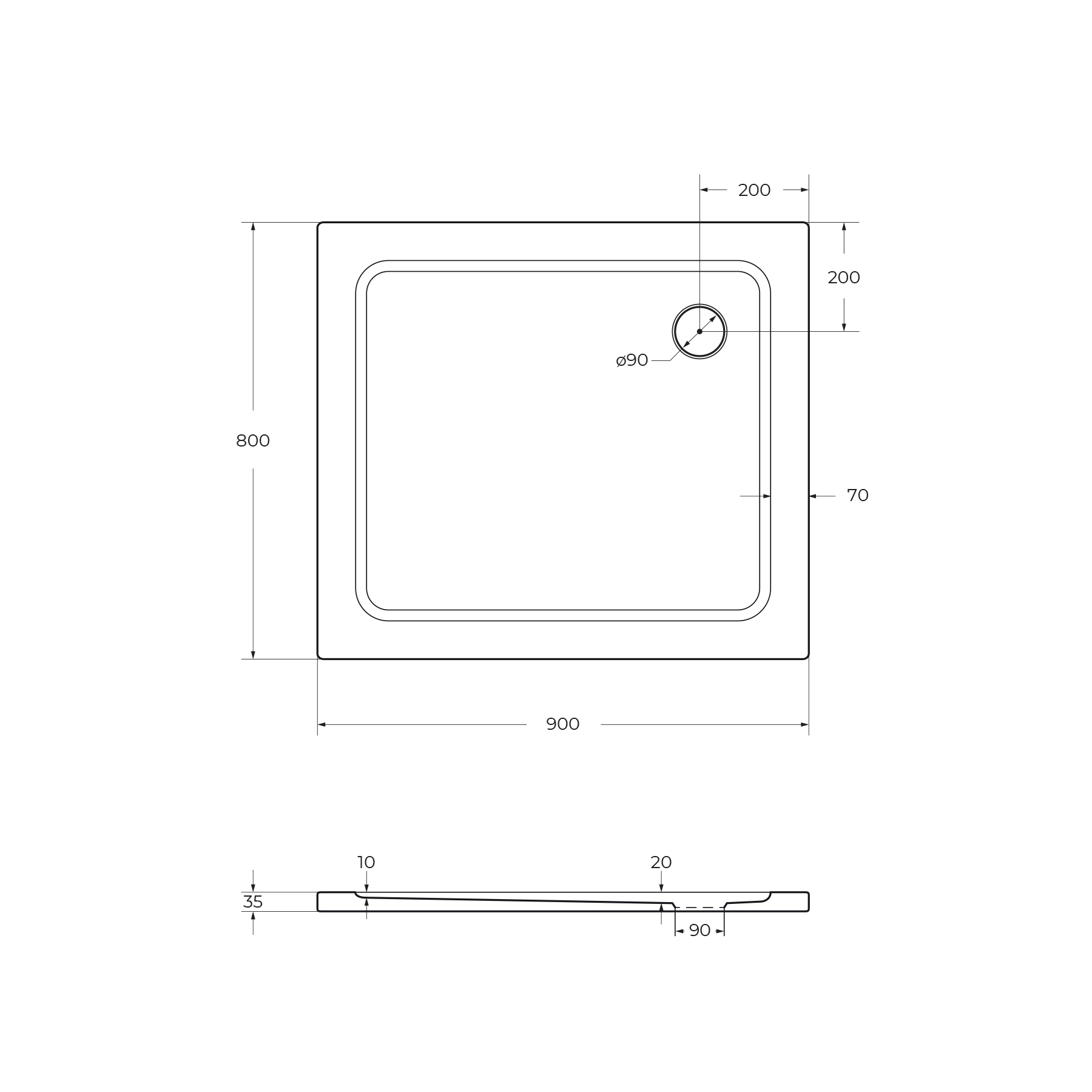 Поддон SMC CEZARES TRAY-M-AH-90/80-35-W - Gidratop.ru изображение