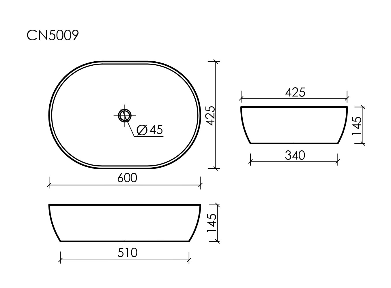 Умывальник чаша накладная овальная Element 600x415x135мм - Gidratop.ru изображение