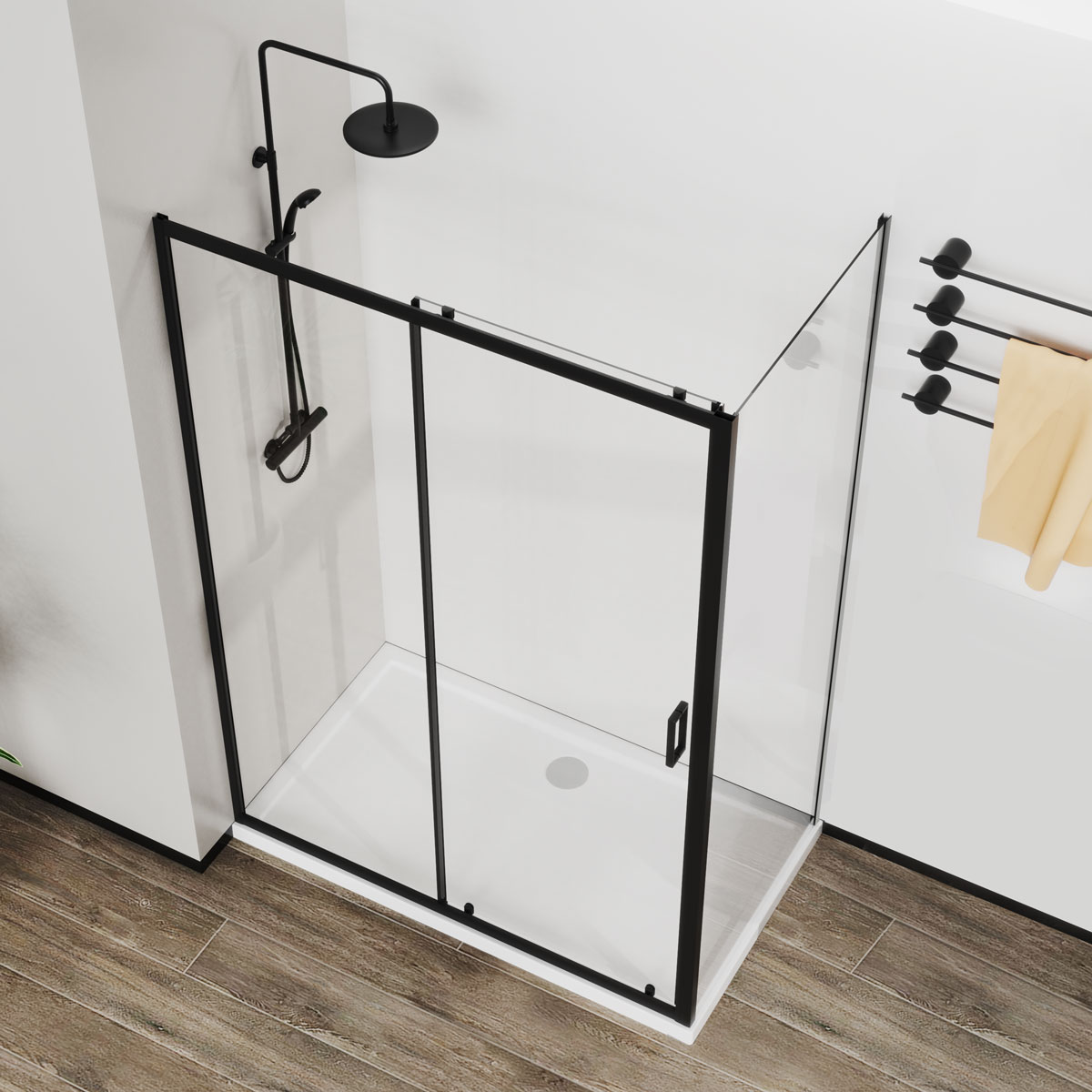 Душевой уголок City VSR-5CT9011CLB, 1100*900, черный, стекло прозрачное - Gidratop.ru изображение