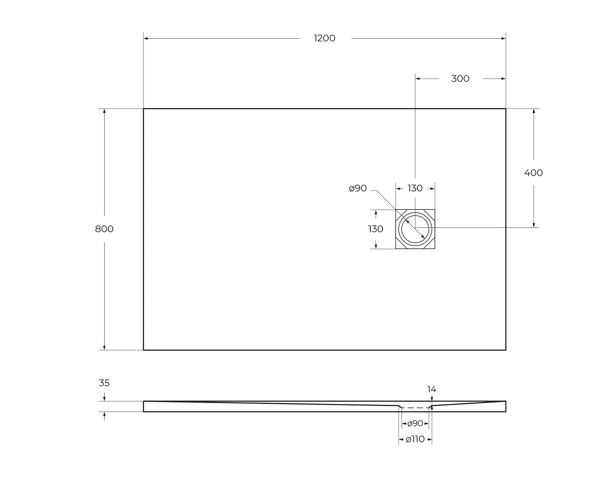 Душевой поддон из искусственного мрамора в комплекте с сифоном BelBagno UNO TRAY-MR-UNO-AH-120/80-35-W-CR - Gidratop.ru изображение