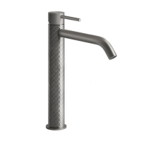 GESSI 316 смеситель для раковины на 1 отверстие высокий, без донного клапана, h=305мм , излив 123мм, цвет: steel brushed - Gidratop.ru изображение