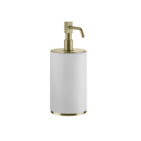GESSI VENTI20 дозатор для жидкого мыла настольный, цвет белый, фурнитура Brushed Brass PVD - Gidratop.ru изображение