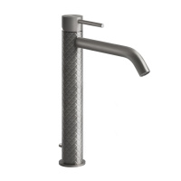 GESSI 316 смеситель высокий для раковины на 1 отверстие с донным клапаном, h=305мм , излив 156мм, цвет: steel brushed - Gidratop.ru изображение