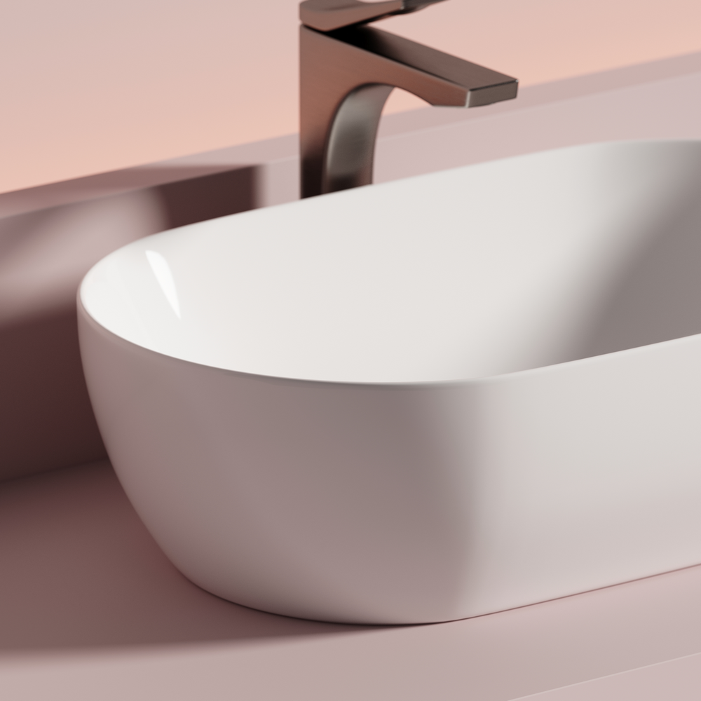 Раковина CERAMICANOVA Twist накладная овальной формы 500x300x140 белый CN12001 - Gidratop.ru изображение