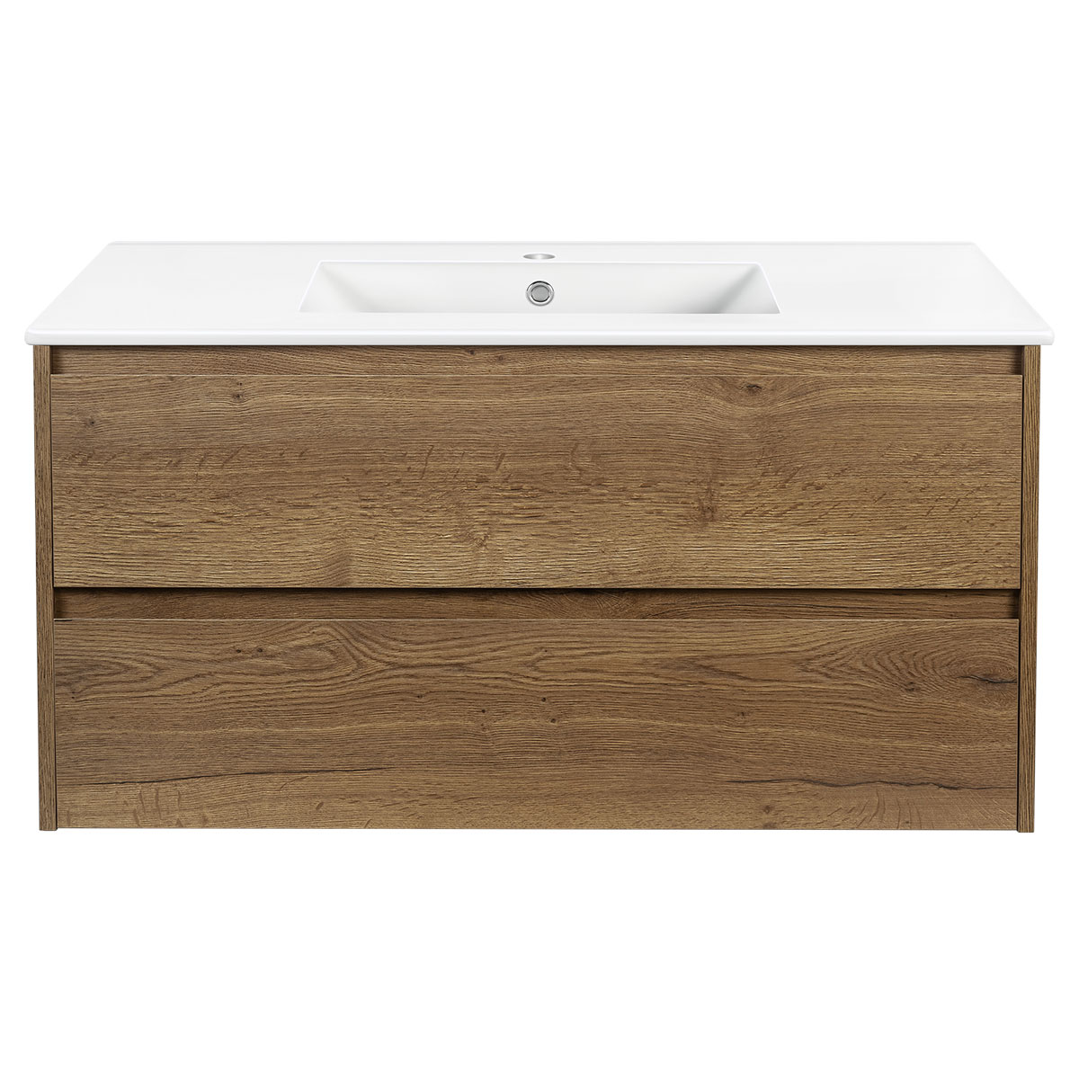 База под раковину Gio 100 подвесная, 2 выкатных ящика soft-close, T.Oak - Gidratop.ru изображение