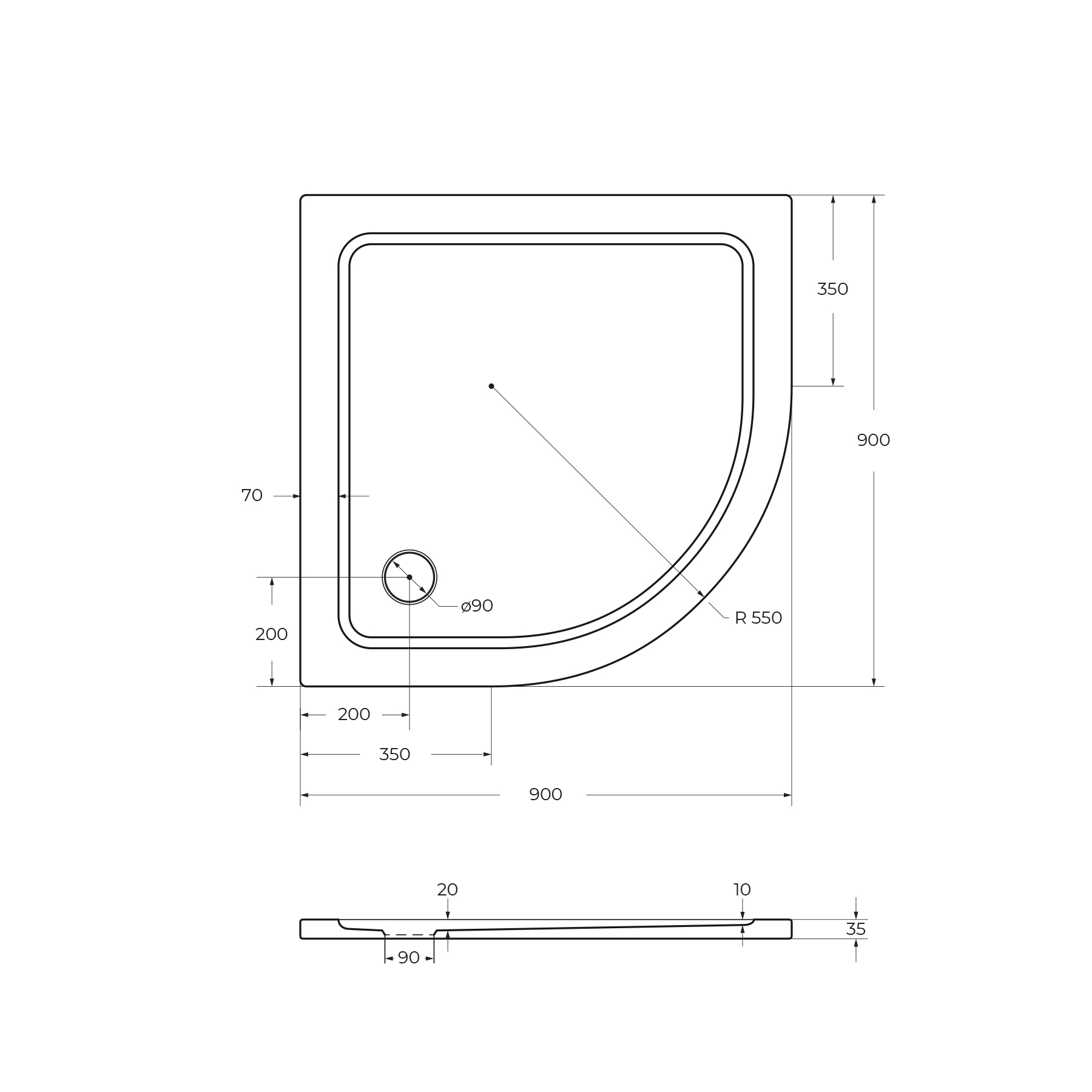 Поддон SMC CEZARES TRAY-M-R-90-550-35-W - Gidratop.ru изображение
