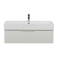 PREMIUM Тумба подвесная под раковину с выдвижным ящиком, 55421 Plisse Bianco opaco, 90x44x25 - Gidratop.ru изображение