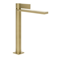 GESSI  INVERSO DIAMANTATO смеситель для раковины высокий с донным клапаном StopGo и соединительными шлангами, цвет: Brass Brushed PVD - Gidratop.ru изображение