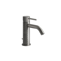 GESSI 316 смеситель для раковины на 1 отверстие с донным клапаном, излив 123мм, цвет: steel brushed - Gidratop.ru изображение
