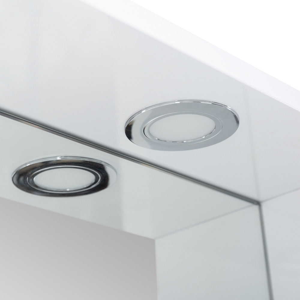 MARINO Шкаф зеркальный подвесной с одной распашной дверцей с доводчиками, LED 2x4W, правосторонний, Bianco Lucido, 900х150х750, MARINO-SPC-900/750-1A-BL-P-R - Gidratop.ru изображение