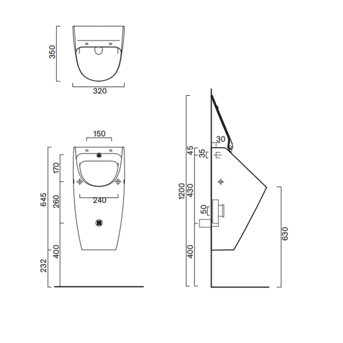 Catalano Comfort Писсуар 64x32 с отв. для крышки, цвет белый глянцевый - Gidratop.ru изображение