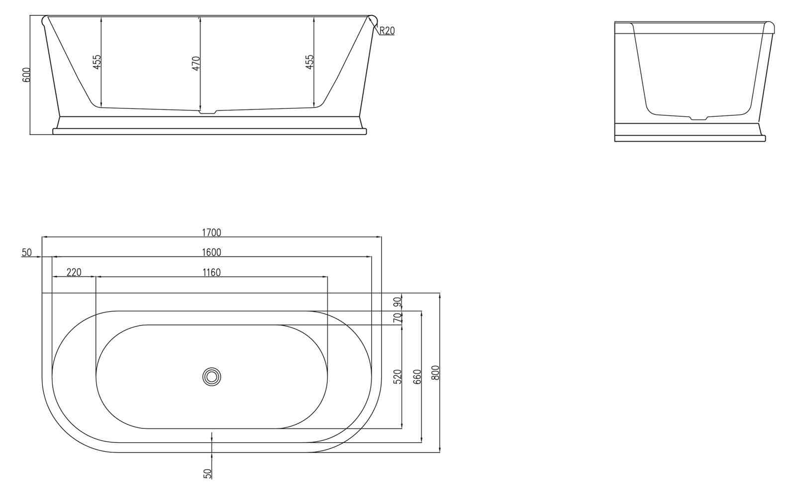 Акриловая ванна BELBAGNO BB408-1700-800 - Gidratop.ru изображение