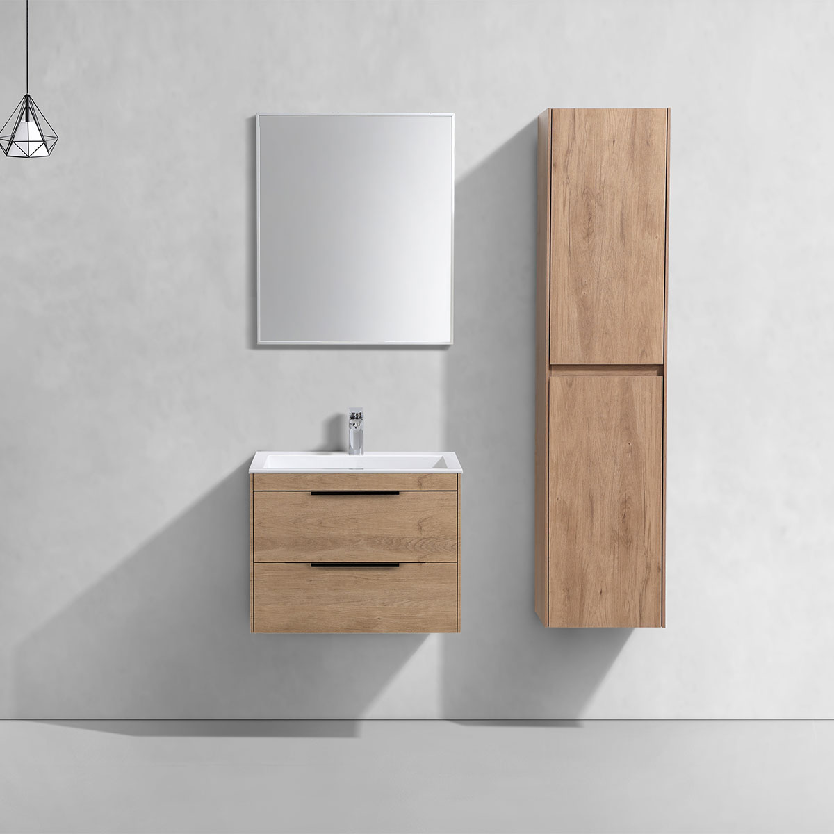 База под раковину Chiara 2D 600 подвесная, 2 выкатных ящика soft-close, N.Oak - Gidratop.ru изображение