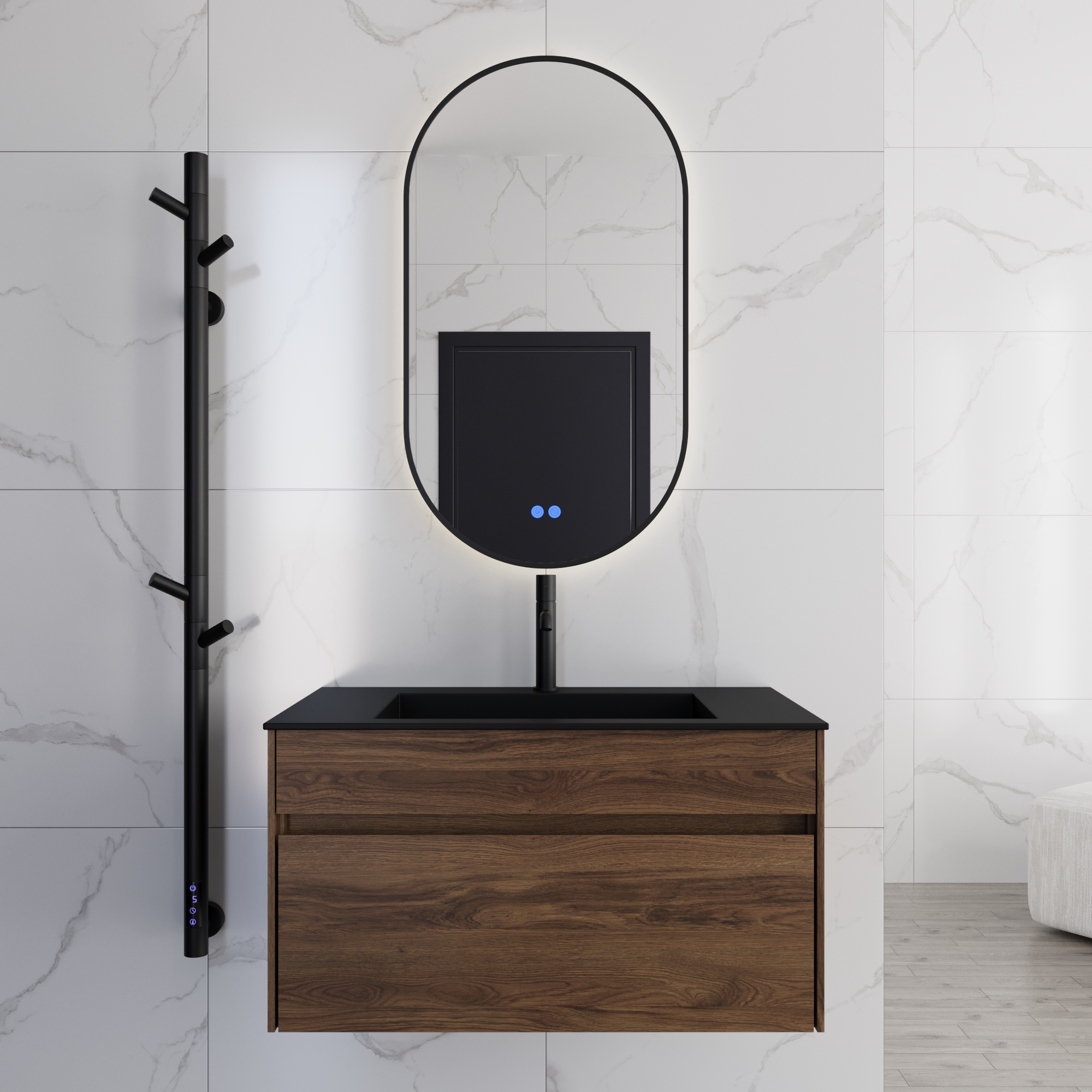 База под раковину Chiara 800 подвесная, 1 выкатной ящик soft-close, C.Oak - Gidratop.ru изображение