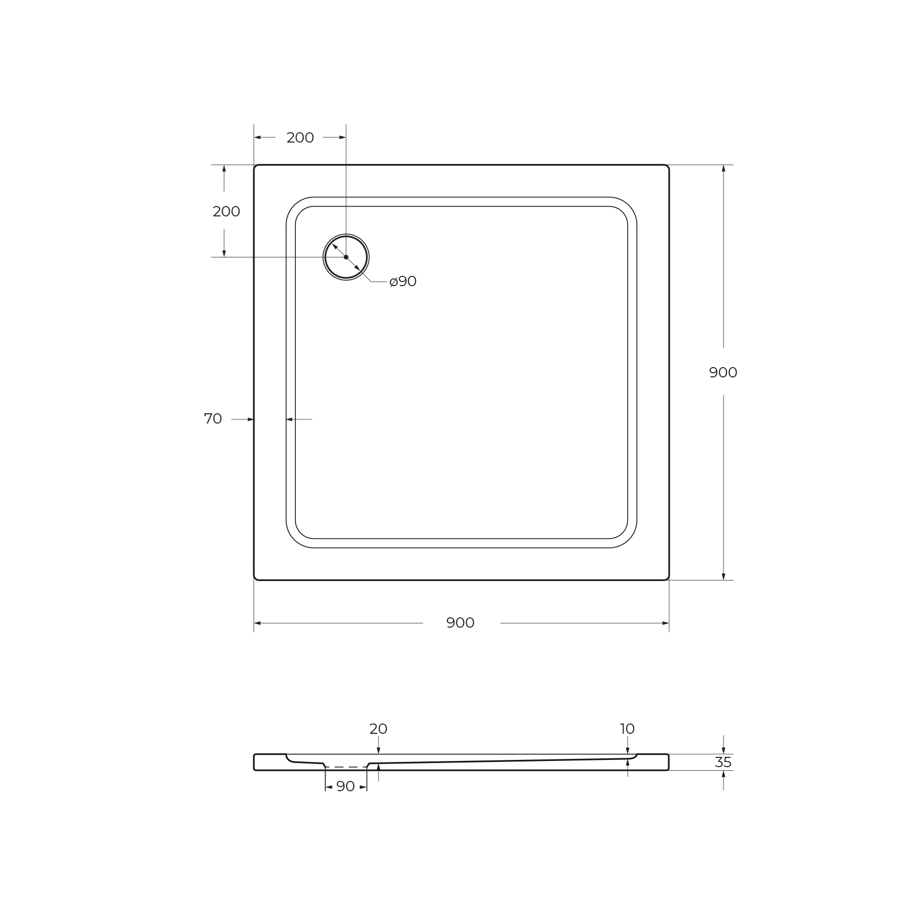 Поддон SMC CEZARES TRAY-M-A-90-35-W - Gidratop.ru изображение