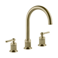 GESSI VENTI20 смеситель для раковины на 3 отверстия, высота излива 168 мм., в комплекте с донным клапаном, цвет Brushed Brass PVD - Gidratop.ru изображение