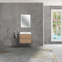 База под раковину Gio 600 подвесная, 2 выкатных ящика soft-close, N.Oak - Gidratop.ru изображение