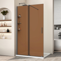 Душевая перегородка Walk-In VSW-1WSL120GSGM, 1200*2000, вороненая сталь, стекло янтарь - Gidratop.ru изображение