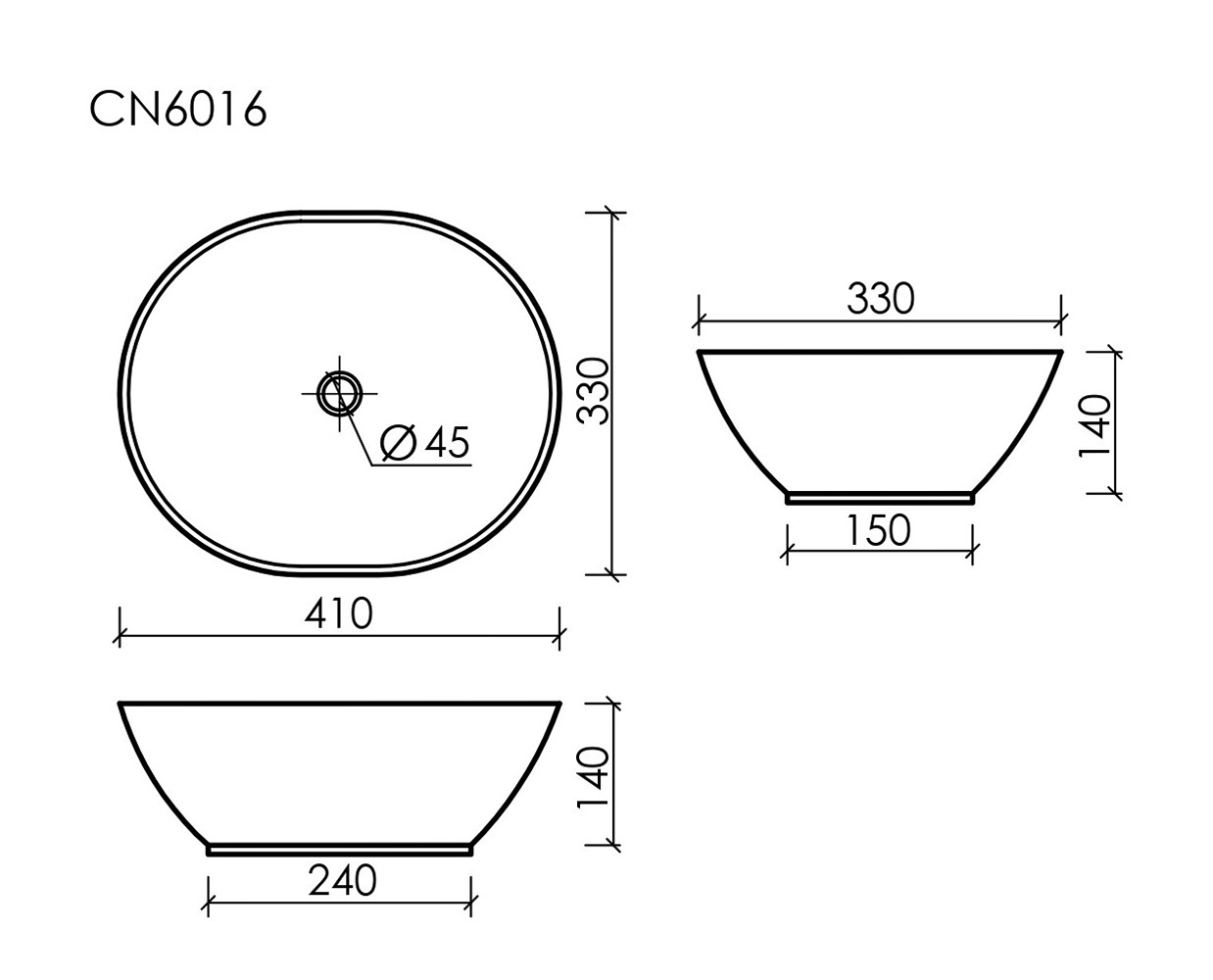 Умывальник чаша накладная овальная  Element  405x330x140 мм - Gidratop.ru изображение