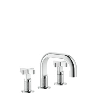 GESSI INCISO смеситель для раковины на 3 отверстия с донным клапаном, излив 140мм, h=145мм, цвет: хром - Gidratop.ru изображение