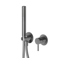 Newform X-STEEL 316 Наружная часть встр. душ. смесителя, ручной душ, кронштейн, шланг 150 см, (для 27852) цвет:  PVD Brushed gun metal - Gidratop.ru изображение