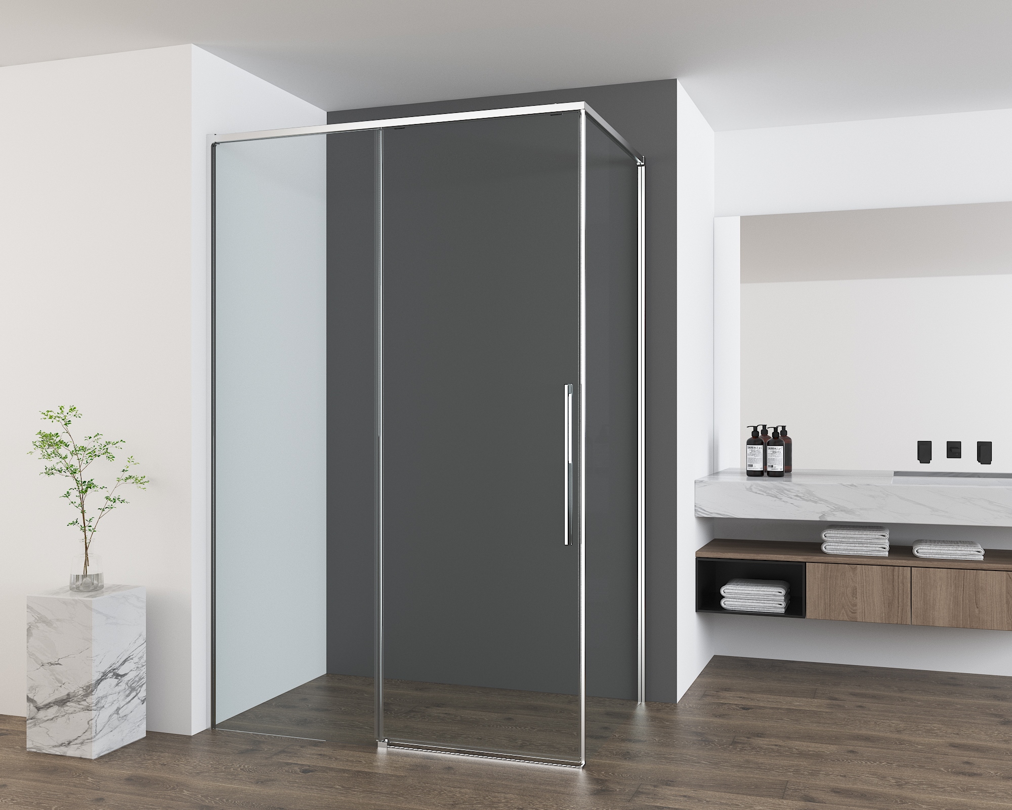 Душевой уголок Ultima VSR-7UL1010CL, 1000*1000, хром, стекло прозрачное - Gidratop.ru изображение