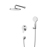 STYLUS-DSET-01 Душевой комплект встраиваемый (смеситель встраиваемый, верхний душ, ручной душ со шлангом, штуцер с держателем), хром - Gidratop.ru изображение