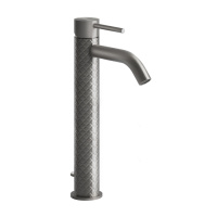 GESSI 316 смеситель высокий для раковины на 1 отверстие с донным клапаном, h=305мм , излив 123мм, цвет: steel brushed - Gidratop.ru изображение