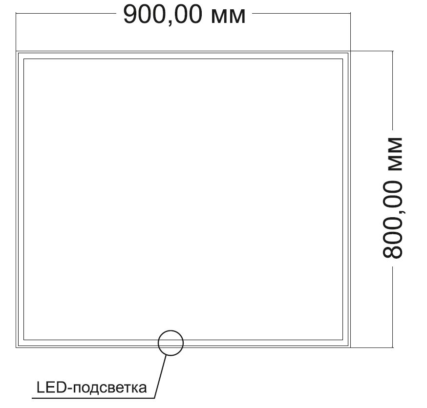 Зеркало LED VLM-3VN9008 900х800 c сенсорным выключателем и диммером - Gidratop.ru изображение