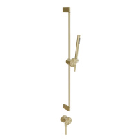 GESSI Origini штанга в комплекте с душевой лейкой, шланг 1,50 м и вывод воды. в компл с отд вставкой, цвет Brushed Brass PVD - Gidratop.ru изображение