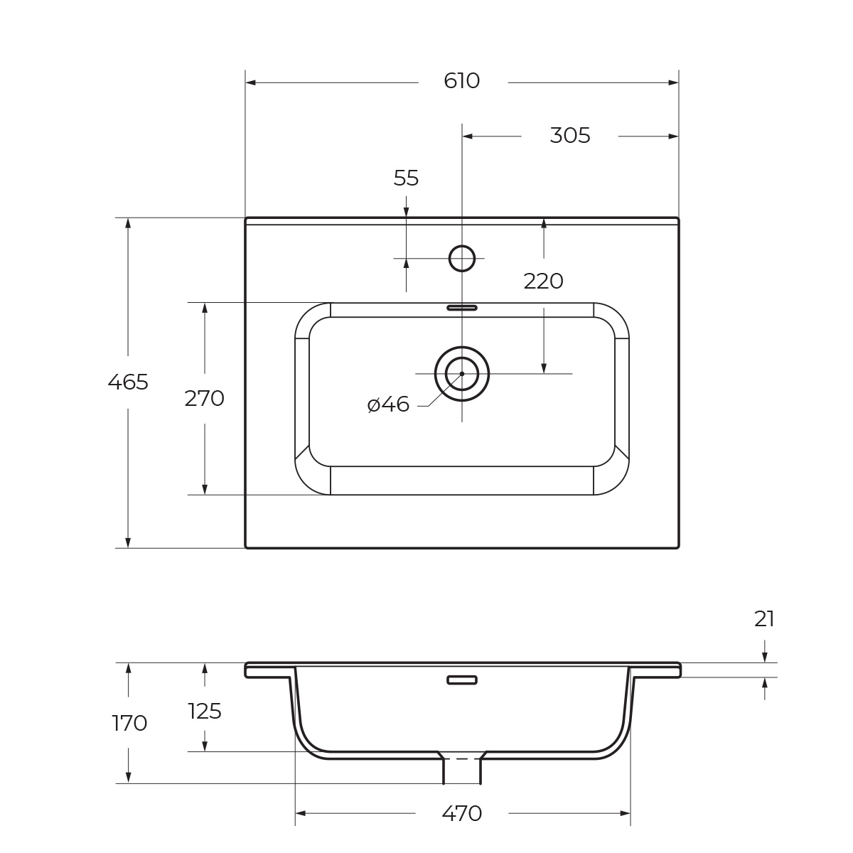 Керамическая раковина BB600ETL, 610x460x170 - Gidratop.ru изображение