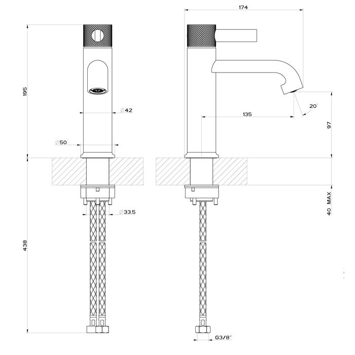 GESSI INCISO смеситель для раковины на 1 отверстие без донного клапана Цвет: finox - Gidratop.ru изображение