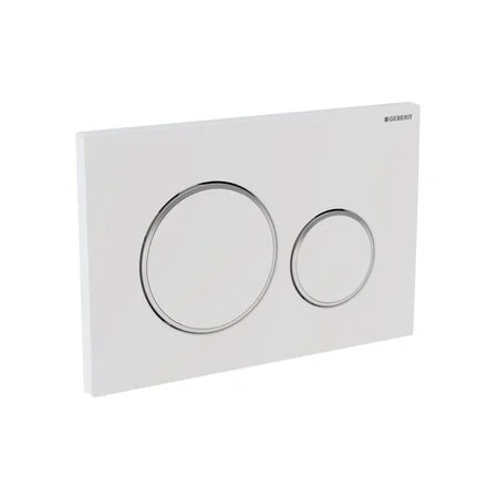 Клавиша Geberit Sigma Type 20 115.882.KJ.1 рамка и кнопки: белые, обод: хром глянцевый, двойной смыв - Gidratop.ru изображение