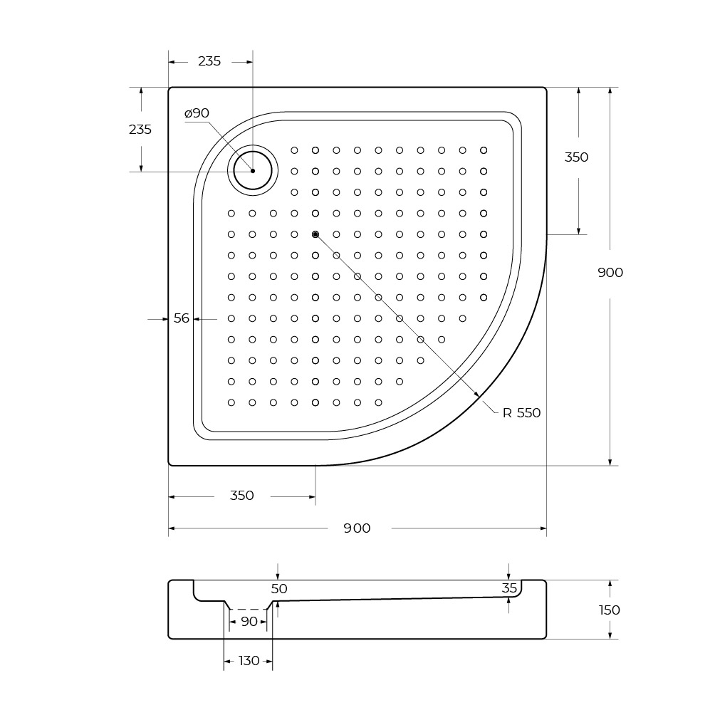 Акриловый поддон BelBagno TRAY-BB-R-90-550-15-W - Gidratop.ru изображение