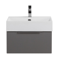 PREMIUM Тумба подвесная под раковину с выдвижным ящиком, 55414 Plisse Grigio nuvola, 50x44x25 - Gidratop.ru изображение